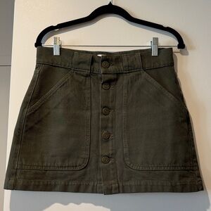 Frame Denim Khaki Button-Front Mini Skirt